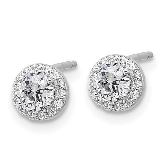 Cheryl M Sterling Silver Rhodium-plated Polished CZ Halo Post Earrings