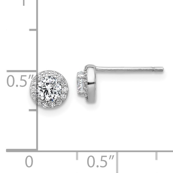 Cheryl M Sterling Silver Rhodium-plated Polished CZ Halo Post Earrings