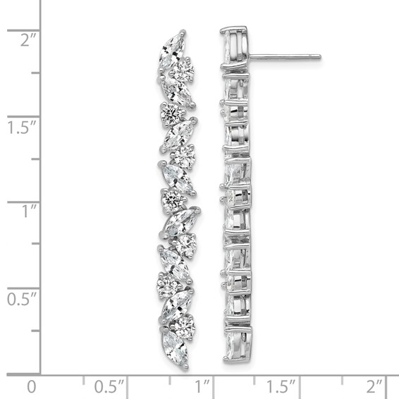 Cheryl M Sterling Silver Rhodium-plated Polished Fancy CZ Post Dangle Earrings