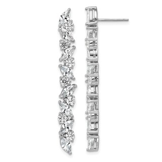Cheryl M Sterling Silver Rhodium-plated Polished Fancy CZ Post Dangle Earrings