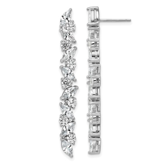 Cheryl M Sterling Silver Rhodium-plated Polished Fancy CZ Post Dangle Earrings