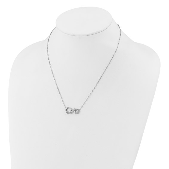 Cheryl M Sterling Silver Rhodium-plated Polished CZ Mom Infinity Necklace