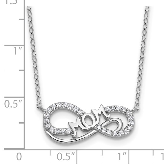 Cheryl M Sterling Silver Rhodium-plated Polished CZ Mom Infinity Necklace