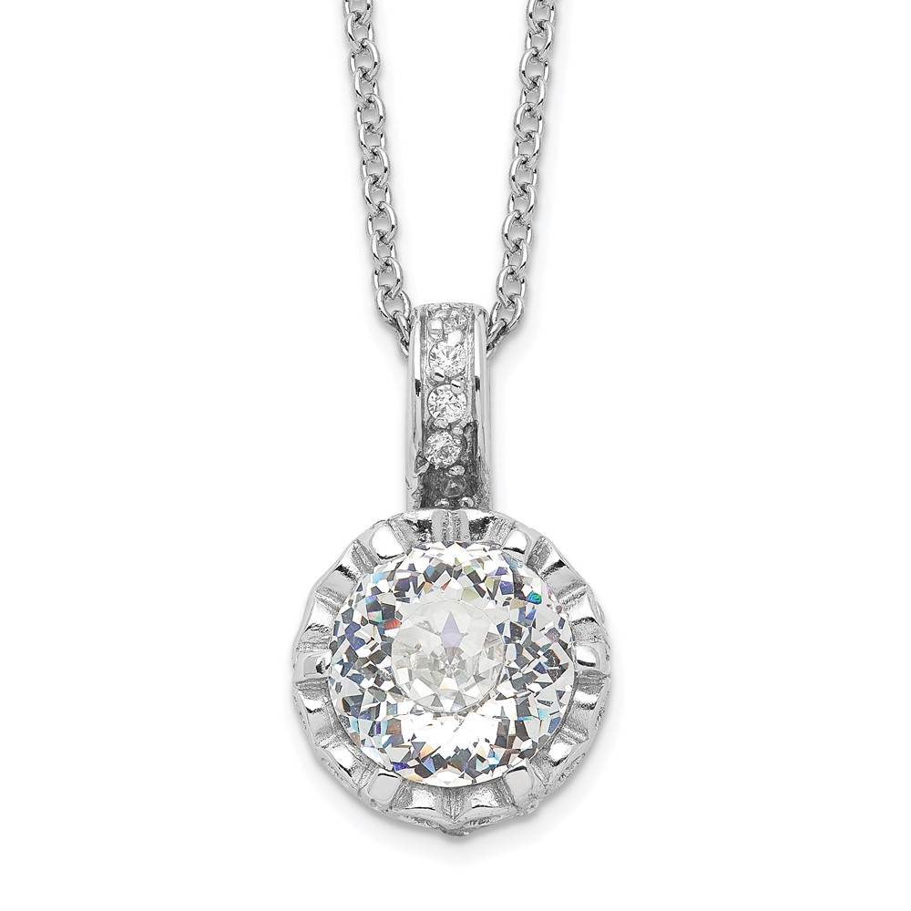 Sterling Silver Cheryl M Rhodium-plated 100-facet CZ Necklace