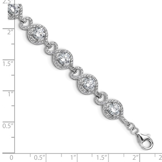 Cheryl M Sterling Silver Rhodium-plated Polished Fancy CZ with 1 Inch Extension Bracelet