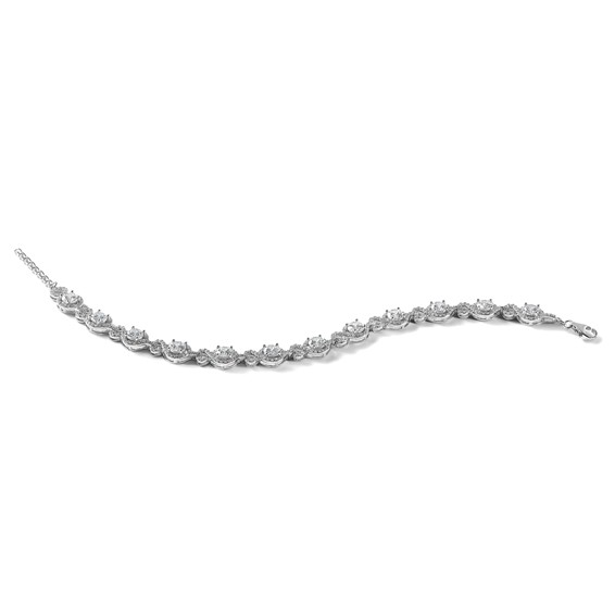 Cheryl M Sterling Silver Rhodium-plated Polished Fancy CZ with 1 Inch Extension Bracelet
