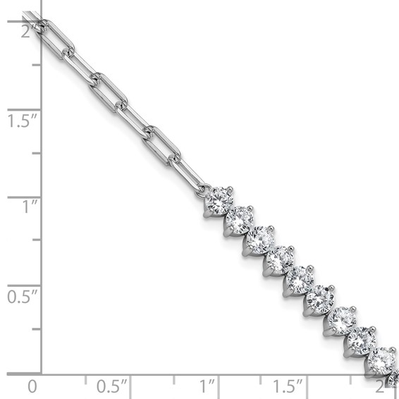 Cheryl M Sterling Silver Rhodium-plated Polished Fancy CZ and Paperclip Link Bracelet