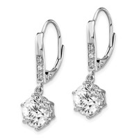 Cheryl M Sterling Silver Rhodium-plated Brilliant-cut CZ Dangle Leverback Earrings view 2