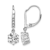 Cheryl M Sterling Silver Rhodium-plated Brilliant-cut CZ Dangle Leverback Earrings view 1