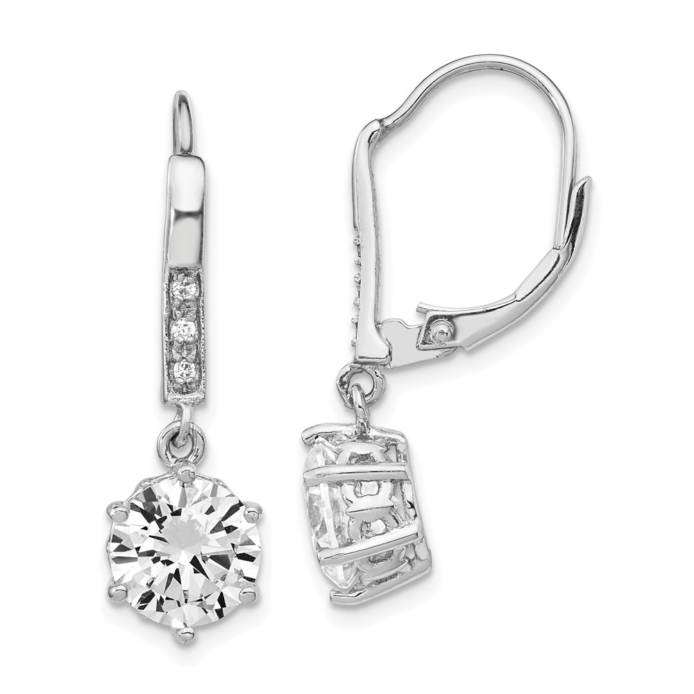 Sterling Silver Cheryl M Rhodium-plated CZ Dangle Leverback Earrings