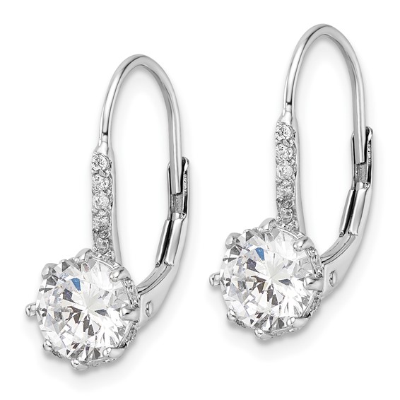 Cheryl M Sterling Silver Rhodium-plated Polished CZ Leverback Earrings