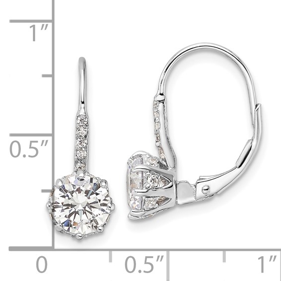 Cheryl M Sterling Silver Rhodium-plated Polished CZ Leverback Earrings