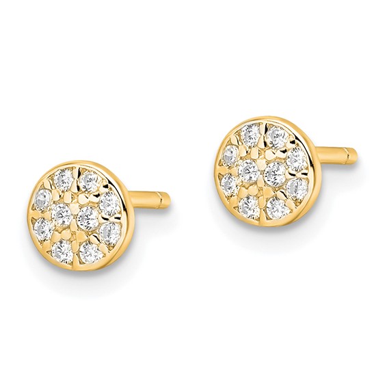 Sterling Silver CZ Circle Post Earrings