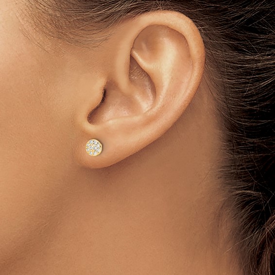 Sterling Silver CZ Circle Post Earrings