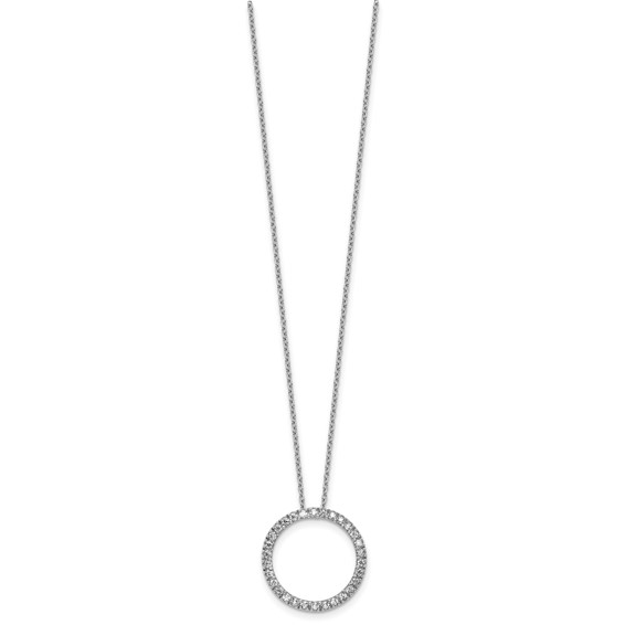Cheryl M Sterling Silver Rhodium-plated Polished CZ Circle 16 Inch with 2 Inch Extension Necklace