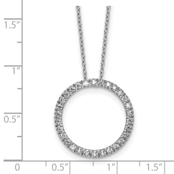 Cheryl M Sterling Silver Rhodium-plated Polished CZ Circle 16 Inch with 2 Inch Extension Necklace