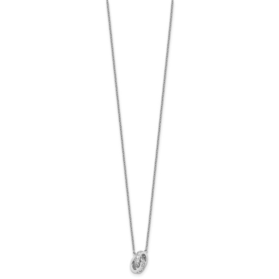 Cheryl M Sterling Silver Rhodium-plated Polished CZ Interlocking Circles 16 Inch with 2 Inch Extension Necklace
