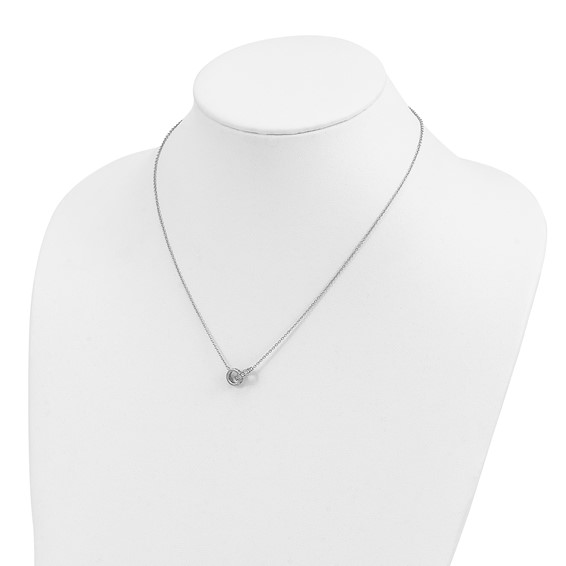 Cheryl M Sterling Silver Rhodium-plated Polished CZ Interlocking Circles 16 Inch with 2 Inch Extension Necklace