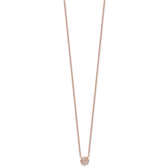 Cheryl M Sterling Silver Rose Gold-plated Polished CZ Cluster Circle 16 Inch with 2 Inch Extension Necklace