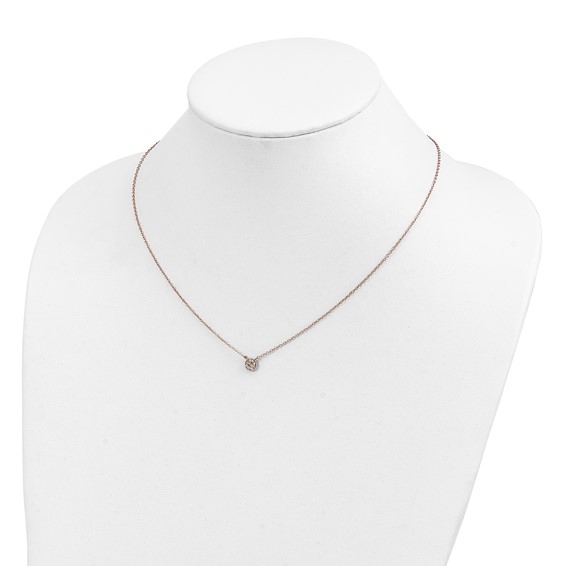 Cheryl M Sterling Silver Rose Gold-plated Polished CZ Cluster Circle 16 Inch with 2 Inch Extension Necklace