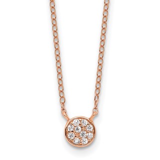 Cheryl M Sterling Silver Rose Gold-plated Polished CZ Cluster Circle 16 Inch with 2 Inch Extension Necklace