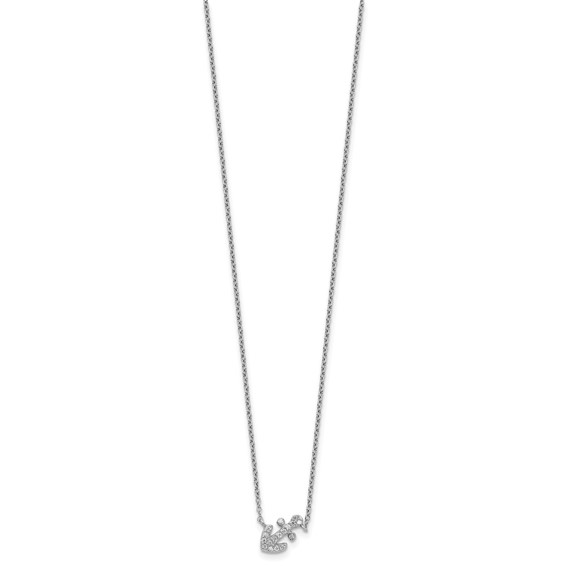 Cheryl M Sterling Silver Rhodium-plated Polished CZ Anchor 16 Inch with 2 Inch Extension Necklace