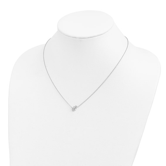Cheryl M Sterling Silver Rhodium-plated Polished CZ Anchor 16 Inch with 2 Inch Extension Necklace