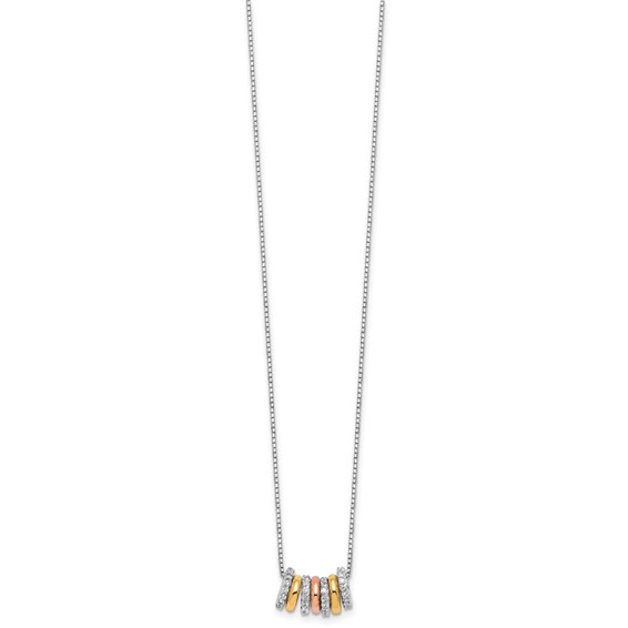 Cheryl M Sterling Silver Rhodium Rose and Yellow Gold-plated Polished CZ Circles 16 Inch with 2 Inch Extension Necklace