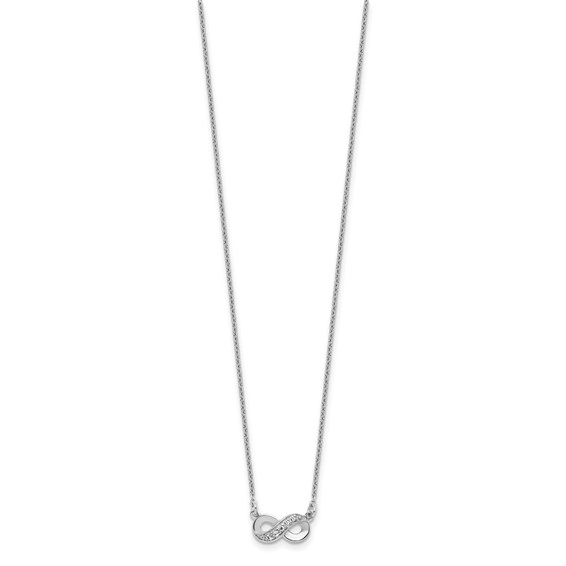 Cheryl M Sterling Silver Rhodium-plated Polished CZ Infinity 16 Inch with 2 Inch Extension Necklace