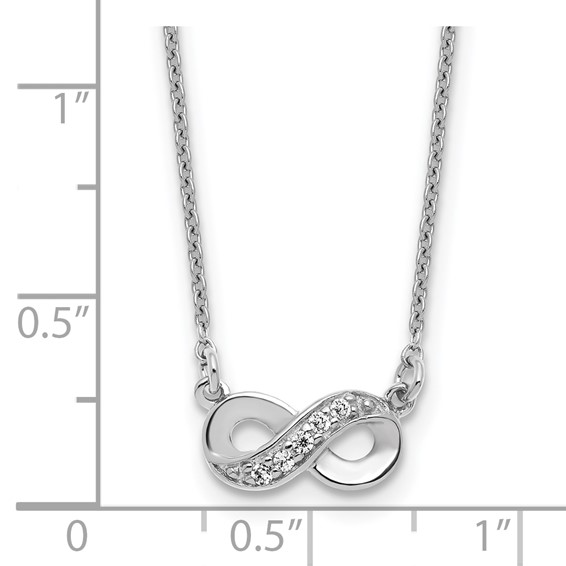 Cheryl M Sterling Silver Rhodium-plated Polished CZ Infinity 16 Inch with 2 Inch Extension Necklace