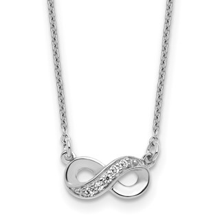 Cheryl M Sterling Silver Rhodium-plated Polished CZ Infinity 16 Inch with 2 Inch Extension Necklace