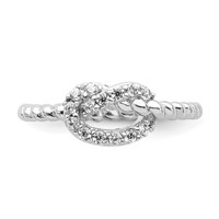Cheryl M Sterling Silver Rhodium-plated Brilliant-cut CZ Knot Ring view 4