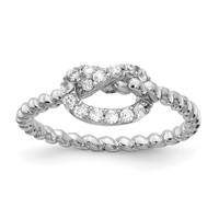 Cheryl M Sterling Silver Rhodium-plated Brilliant-cut CZ Knot Ring view 1