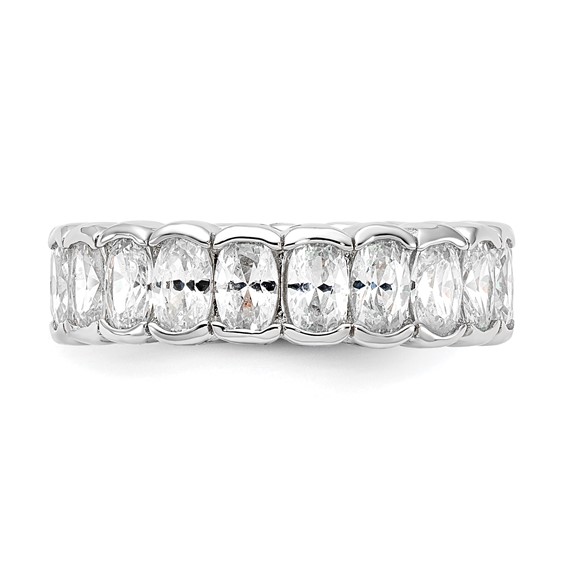 Cheryl M Sterling Silver Rhodium-plated Polished Oval CZ Eternity Ring