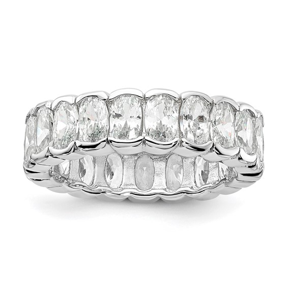 Cheryl M Sterling Silver Rhodium-plated Polished Oval CZ Eternity Ring