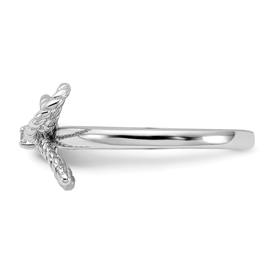 Cheryl M Sterling Silver Rhodium-plated Polished and Twisted CZ Bow Ring