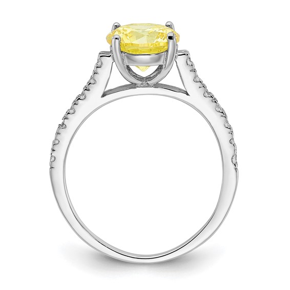 Cheryl M Sterling Silver Rhodium-plated Polished Yellow and White CZ Ring