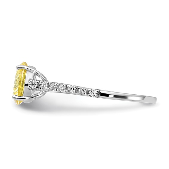 Cheryl M Sterling Silver Rhodium-plated Polished Yellow and White CZ Ring