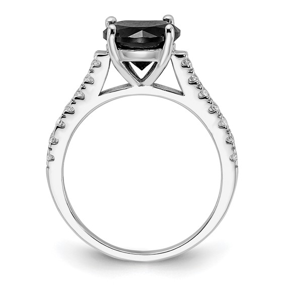 Cheryl M Sterling Silver Rhodium-plated Polished Black and White CZ Ring