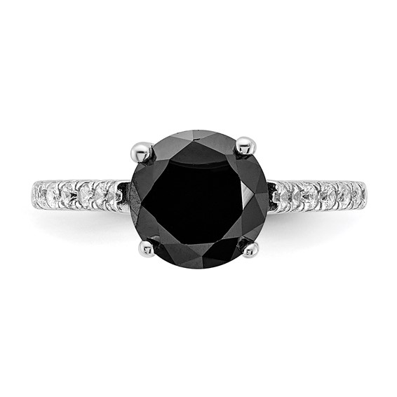 Cheryl M Sterling Silver Rhodium-plated Polished Black and White CZ Ring