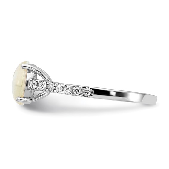 Cheryl M Sterling Silver Rhodium-plated Polished Lab Created Opal and CZ Ring