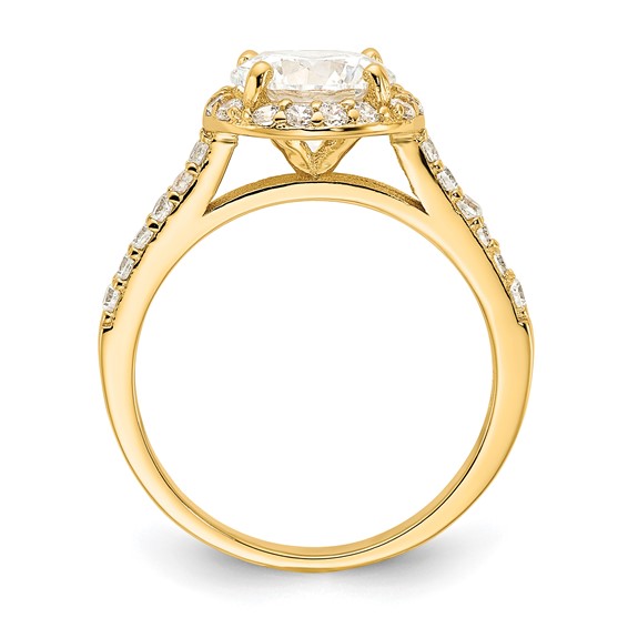 Cheryl M Sterling Silver Gold-plated Polished CZ Round Halo Ring