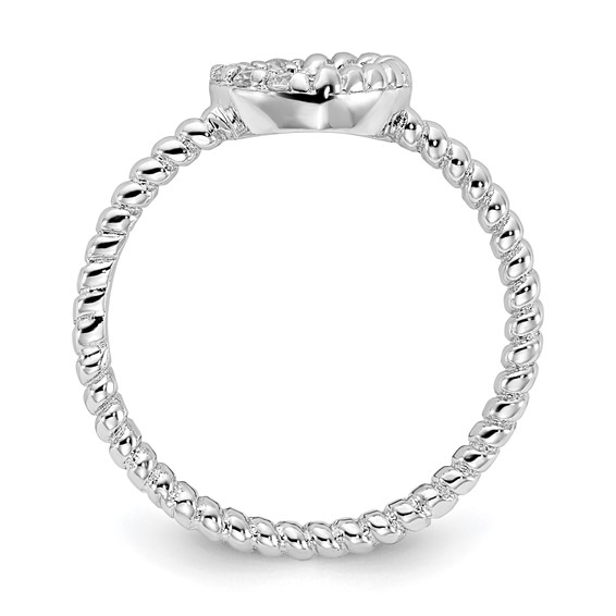 Cheryl M Sterling Silver Rhodium-plated Polished and Twisted CZ Heart Ring