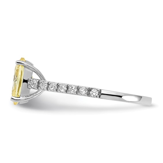 Cheryl M Sterling Silver Rhodium-plated Polished Oval Yellow and White CZ Ring