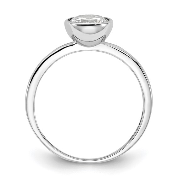 Cheryl M Sterling Silver Rhodium-plated Polished Bezel Set CZ Ring