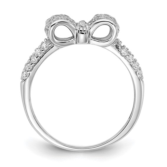 Cheryl M Sterling Silver Rhodium-plated Polished CZ Bow Ring