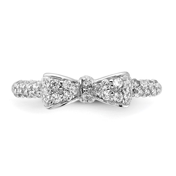 Cheryl M Sterling Silver Rhodium-plated Polished CZ Bow Ring