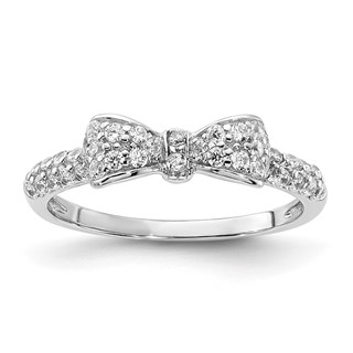 Cheryl M Sterling Silver Rhodium-plated Polished CZ Bow Ring