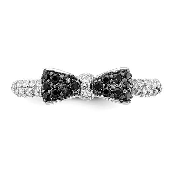 Cheryl M Sterling Silver Rhodium-plated Polished Yellow and White CZ Ring