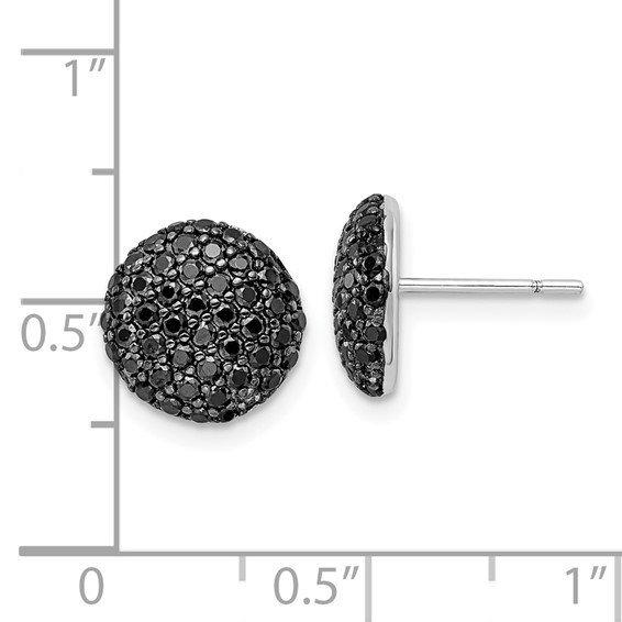 Cheryl M Sterling Silver Rhodium-plated with Black Rhodium Polished Black CZ Cluster Circle Post Earrings